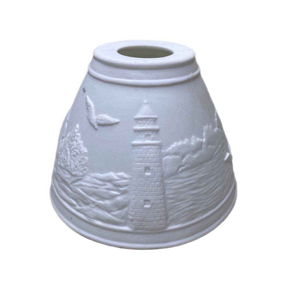 Meico Retro Art Embossed Bisque Porcelain Electric Lamp/Night Light Seashore - Picture 5 of 12